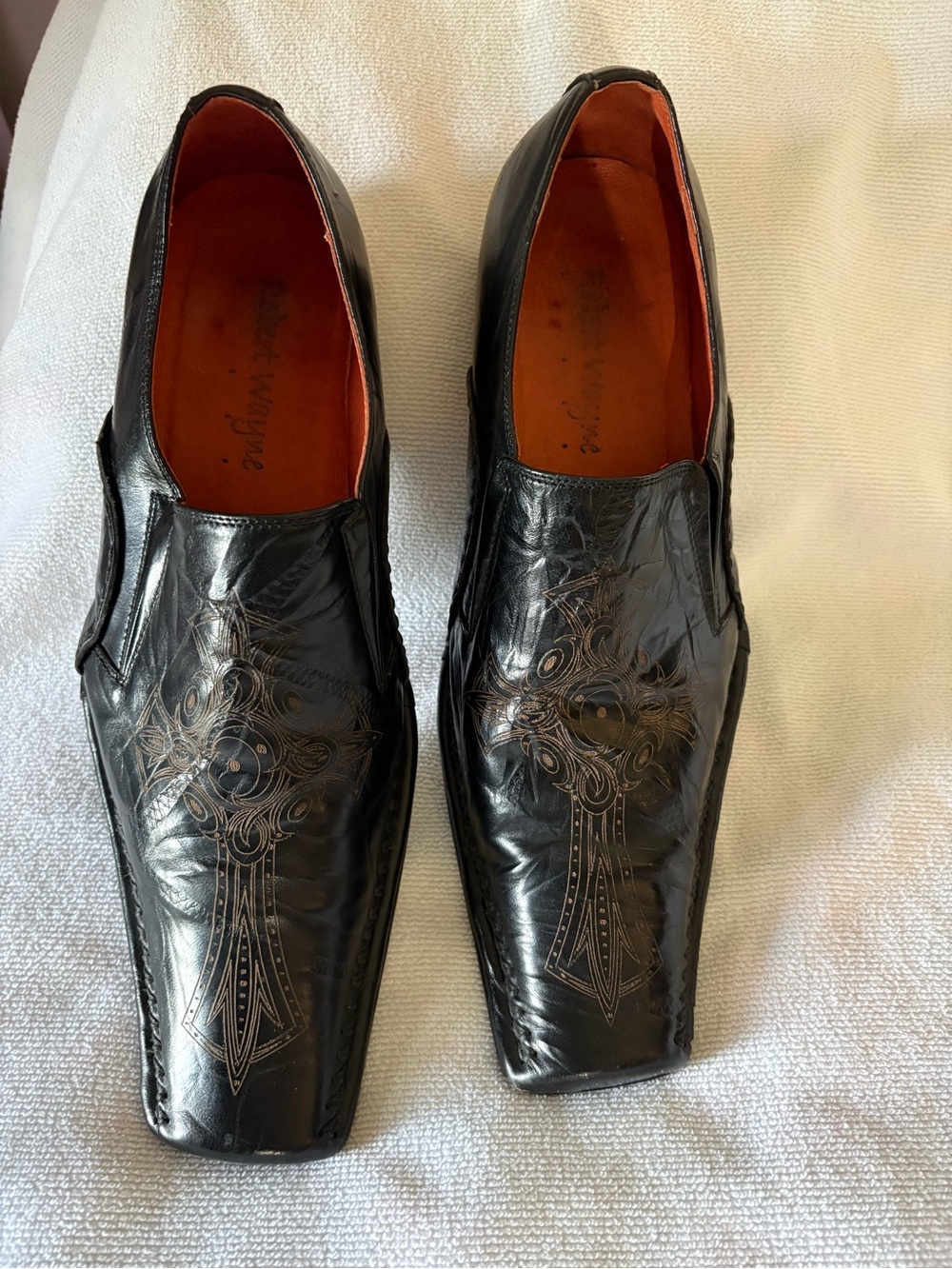 Men's Black Leather Slip-On Dress Shoes by Robert Wayne